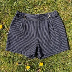 70’s inspired pin stripe linen shorts